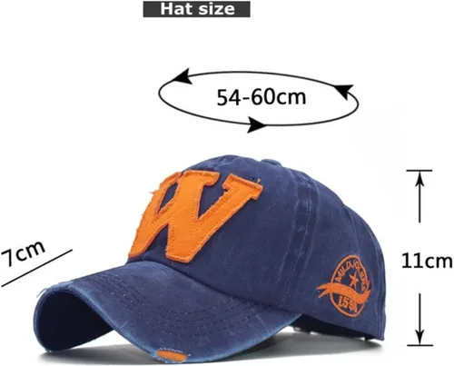 Vista 5 de Gorra de béisbol unisex con letra W para exteriores, estilo vintage, de mezclilla lavada, sombrero de hockey y snapback para hombres y mujeres