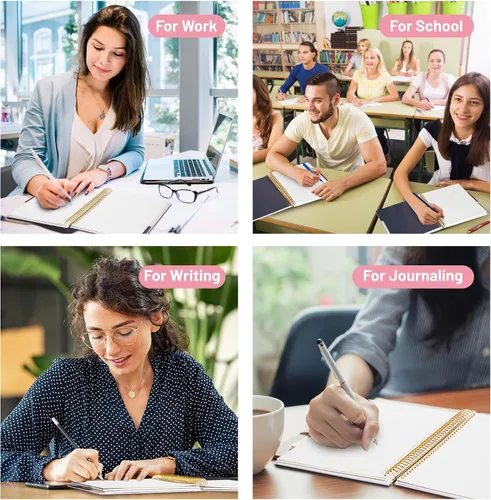 Vista 6 de FLYING EAGLE Cuaderno de 3 materias en espiral grande de 8.5 x 11 pulgadas, color rosa para mujeres y hombres, papel grueso de 100 GSM, 104 hojas