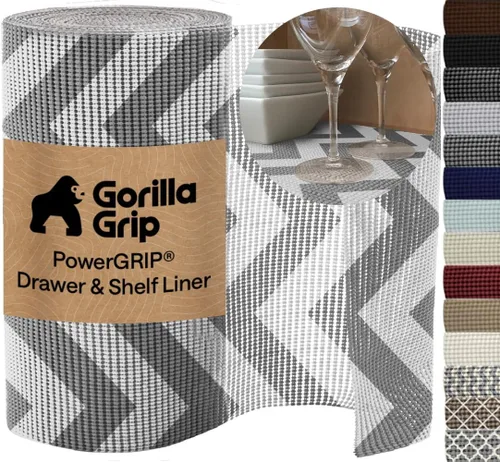 Vista 21 de GORILLA GRIP powerGRIP - Forro para estante de cajón y gabinete, agarre grueso y fuerte, forros no adhesivos que protegen armarios de cocina