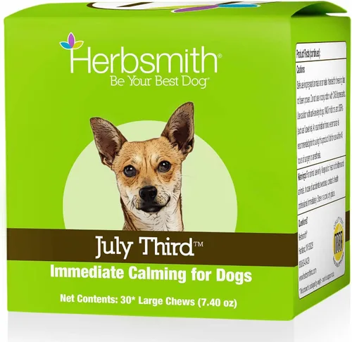 Vista 8 de Herbsmith Tercer de julio - Masticables calmantes caninos - Hierbas calmantes para perros - Suplementos de ansiedad para perros - Masticables