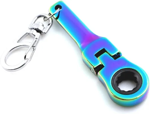 Vista 2 de GT/ Rotors Llave de Carraca Mini de 10mm para Llavero (Bono Gratis: Llavero de Cinta Métrica Mini) (Neo Chrome)