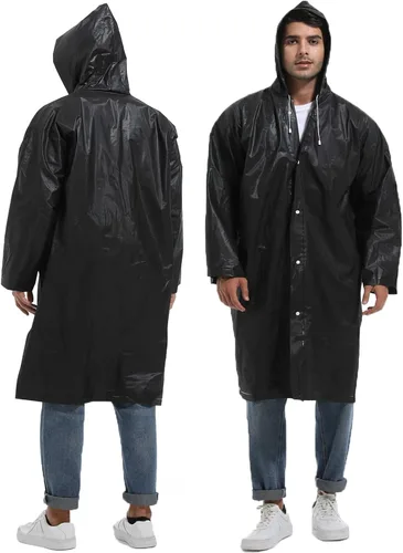Vista 104 de 2 abrigos de lluvia de Borogo para adultos, chaquetas de lluvia reutilizables para hombres y mujeres