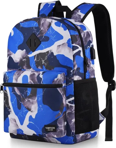 Vista 21 de YAMTION Mochila escolar, mochila clásica unisex para adolescentes con puerto USB para escuela secundaria, universidad, oficina, trabajo, viajes