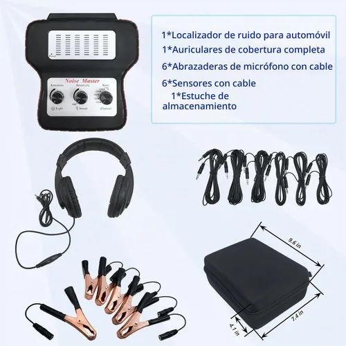 Vista 3 de ZKTOOL Kit de estetoscopio electrónico de chasis con auriculares, estetoscopio electrónico automotriz, juego de herramientas de prueba de sonido