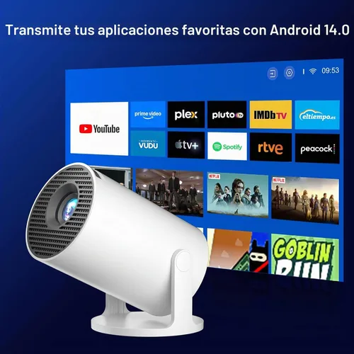 Vista 2 de Mini proyector con WiFi y Bluetooth 5.4, Android 14, soporte 4K/8K