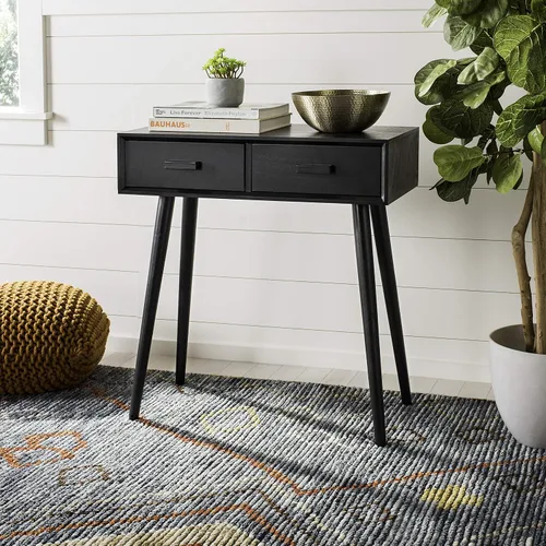 Vista 2 de Safavieh Home Dean Mid-Century Modern - Consola negra de 2 cajones