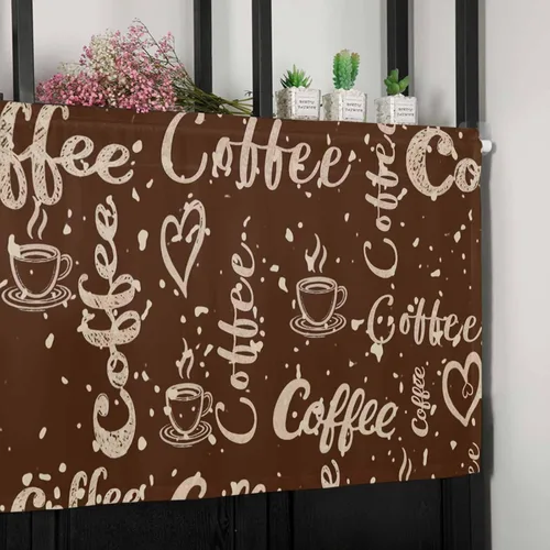 Vista 7 de Cortina de cenefas para cocina, cafetería, estilo retro e informal, con cenefa de ventana de graffiti, 1 panel de cortinas cortas de 42 x 12