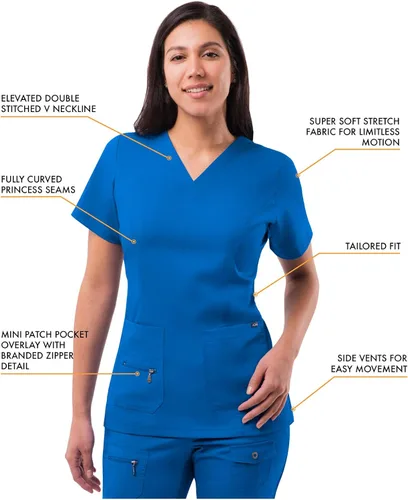 Vista 3 de Adar Pro - Ropa quirúrgica para mujer, con cuello en V elevado