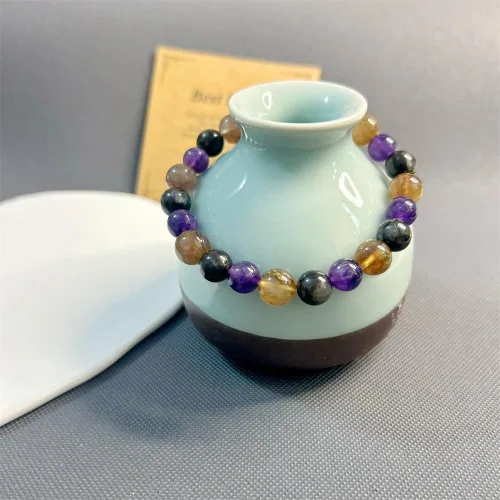 Vista 4 de Pulsera de cuentas redondas de piedra natural multi estilo pulsera de la suerte de múltiples estilos 0.315 in
