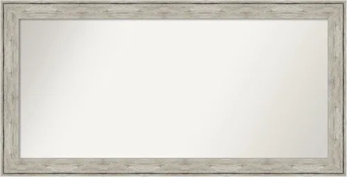 Vista 382 de Amanti Art Espejo de baño plateado para sobre el fregadero, 28 x 37 pulgadas, elegante espejo rectangular de peltre cepillado, marco de madera