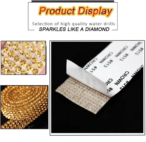 Vista 5 de 2 rollos/4 yardas de cinta autoadhesiva de diamantes de imitación de cristal, calcomanía de diamantes de imitación para decoración de auto y regalo