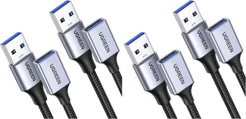 Vista 13 de UGREEN Paquete de 2 cables de extensión USB (1.5 pies + 1.5 pies), cable extensor USB 3.0 de nailon trenzado, compatible con cámara web, cámara