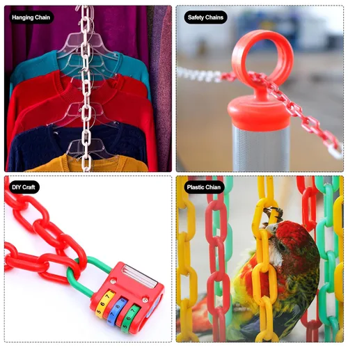 Vista 5 de PATIKIL Eslabones de Cadena de Plástico, Cadenas de Seguridad de 200 Pies, Cadenas de Plástico Negro para Barreras, Control de Multitudes, Líneas