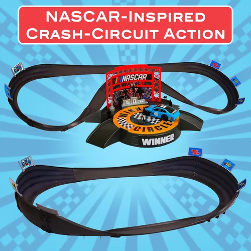 Vista 7 de Juego de pistas de carreras de coches de ranura NASCAR Crash Circuit Short Track 2 autos eléctricos con Cargadores Flash Pistas de carreras