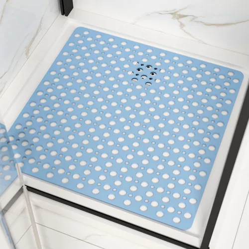 Vista 13 de HITSLAM - Alfombrilla de ducha antideslizante, 21 x 21 pulgadas, alfombrilla de baño cuadrada para bañera antideslizante con ventosas y agujeros