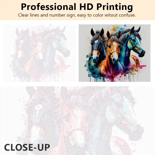 Vista 5 de TUMOVO Pintura por números para adultos, kits de pintura acrílica con números, caballos abstractos por números, pintura por números para niños