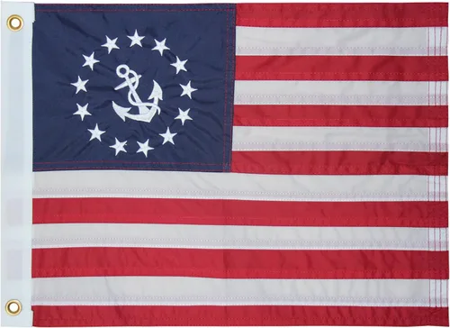 Vista 12 de Bandera estadounidense bordada para lancha de 12 x 18 pulgadas, banderas de barco pequeño para exteriores, patriótica, resistente, 1 x 1.5 pies