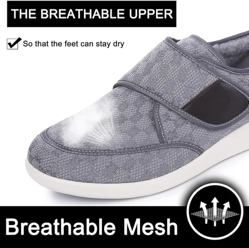 Vista 5 de Elitechoice Zapatos para diabéticos para hombres, zapatos para diabéticos de ancho ancho, cierre ajustable, ligeros, transpirables, pies hinchados