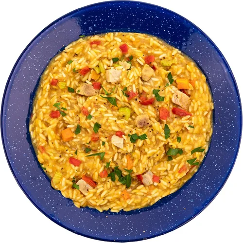 Vista 3 de Mountain House Arroz y pollo + Fettuccine Alfredo con pollo Alimentos liofilizados para mochileros y campamento 2 porciones cada uno