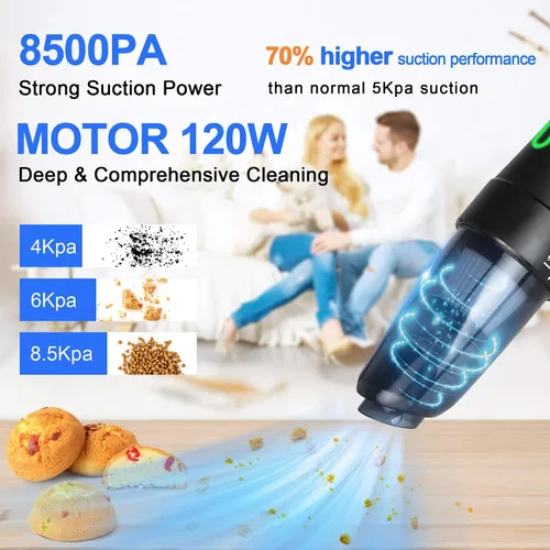 Vista 3 de LUCKYERMORE Aspiradora de coche inalámbrica, 8500 Pa de alta potencia con filtro HEPA lavable, aspiradora de mano húmeda y seca recargable
