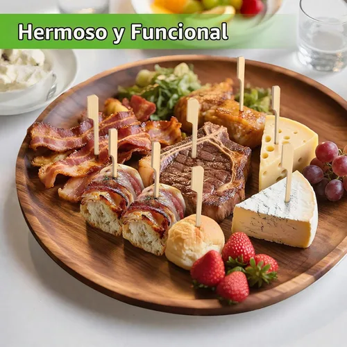 Vista 4 de FATLODA Palillos de Cóctel de Bambú de 3.5 Pulgadas [1200 PIEZAS] para Aperitivos, Brochetas de Madera Tipo Paleta, Palillos de Dientes Planos
