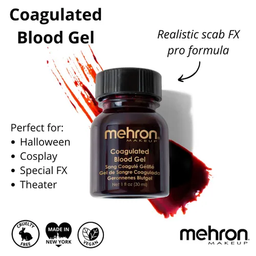 Vista 2 de Sangre coagulada Mehron, gel de maquillaje para profesionales para disfraces 1 onza.