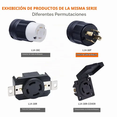 Vista 6 de Enchufe macho de bloqueo NEMA L14-30P 2PCS para generadores, enchufe eléctrico con extremo de cable de extensión 30A, 125/250V, 3 polos de 4 hilos