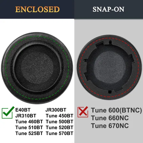 Vista 3 de SOULWIT Almohadillas de Repuesto para JBL Tune 450BT/Tune 460BT/Tune 500BT/Tune 510BT/Tune 520BT/JR 300BT/JR 310BT/E40BT/Junior 320BT, Cojines