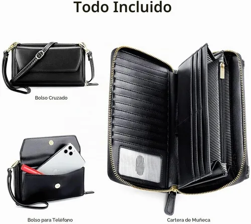 Vista 3 de nuoku Carteras para mujeres con ranuras para tarjetas de crédito con bloqueo RFID de gran capacidad 0 - negro