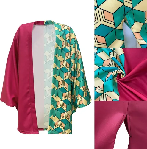 Vista 5 de TUMUSKER Tomioka Giyuu Kimono Capa Anime Cosplay Capa Disfraz de Halloween para adultos y niños (solo Cloak)