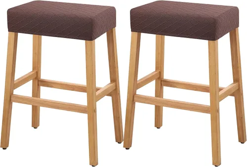 Vista 56 de YISUN Fundas de taburete rectangulares, paquete de 2 fundas elásticas impermeables para asiento de silla de montar, taburetes de bar, sillas de bar