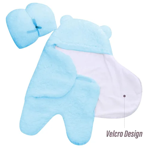 Vista 5 de Ease Cubs Paquete de 2 Envolturas de Arrullo de Felpa Sherpa Ultra Cálidas para Bebé - Artículos Esenciales Imprescindibles para Recién Nacidos