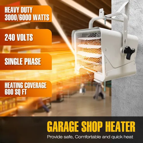 Vista 3 de Dr. Infrared Heater DR-966 Calentador Comercial de Garaje de Taller Cableado de 240 Voltios, 3000 Vatios / 6000 Vatios