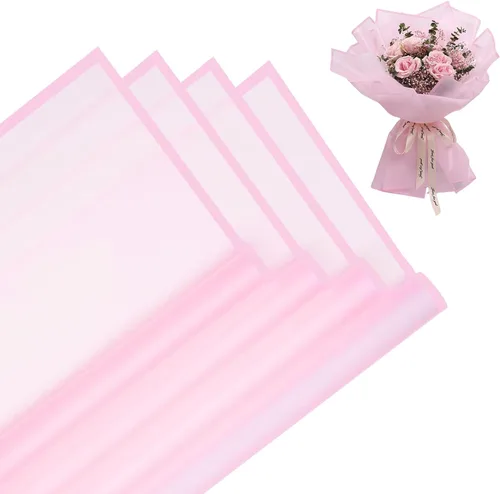 Vista 13 de Jocomoni 20 hojas de papel de regalo de flores, ramo floral impermeable, papel de regalo de flores frescas con borde negro, suministros
