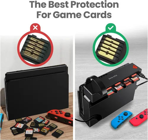 Vista 5 de Park Sung Interruptor de juego Switch, lector de tarjetas de juego de interruptor, soporte de tarjetas de juego 8 en 1, adaptadores de cambio rápido