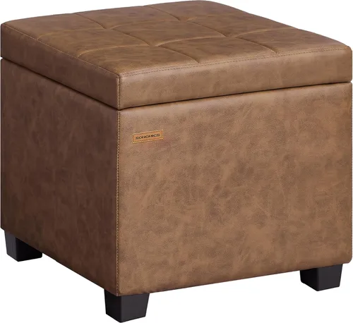 Vista 13 de SONGMICS Otomana redonda, otomana con almacenamiento, 17.7 x 17.7 x 17.5 pulgadas, reposapiés con patas, cuero sintético, carga de hasta 330 libras