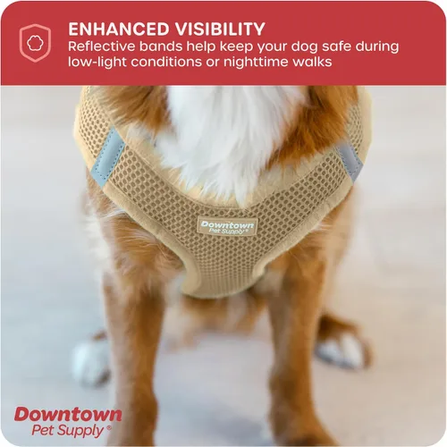 Vista 141 de Downtown Pet Supply Arnés para perro Step-in – Sin tirones, malla acolchada ajustable con ribete reflectante, correa de hebilla segura – Arnés