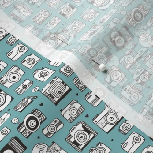 Vista 5 de Spoonflower Tela - Cámara vintage de juguete retro con fotografía de género azul neutro pequeño impreso en tela de gasa cuarto gordo - costura