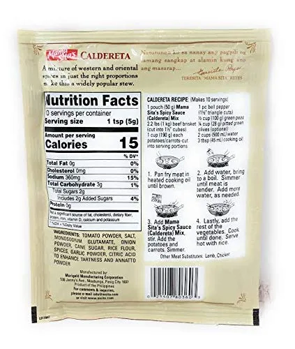 Vista 2 de Mama Sitas Caldereta Mezcla de salsa picante 1.76oz (50g) Paquete de 6