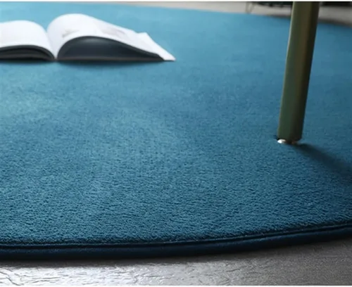 Vista 4 de Alfombra redonda sólida gruesa antideslizante, alfombra de felpa suave y esponjosa para sala de estar, dormitorio, habitación de los niños, Beige