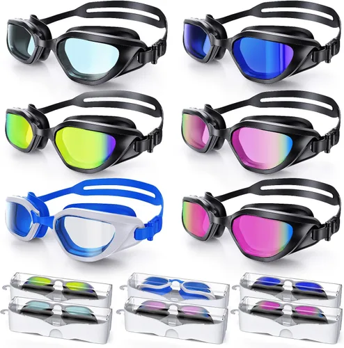 Vista 10 de Swim Goggles, Unisex Adult Swimming Goggles Upgraded Anti Fog Anti UV No Leakage Wide View for Men Women Youth