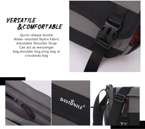 Vista 4 de KL928 Bolsa tipo mensajero para hombres y mujeres, bolsa para laptop de 13.5 pulgadas, bolsa de hombro ligera de nailon para viaje
