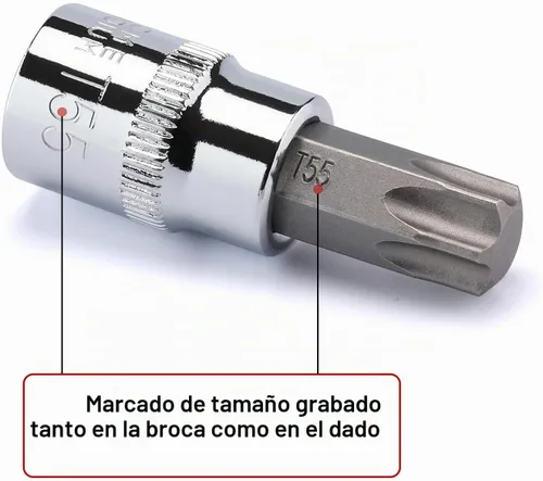 Vista 5 de CASOMAN 34 piezas de 3/8 pulgadas Torx Bit Socket y E-Torx (estrella) Juego de zócalos de acero CR-V y S2, E4-E20, T10-T60, a prueba