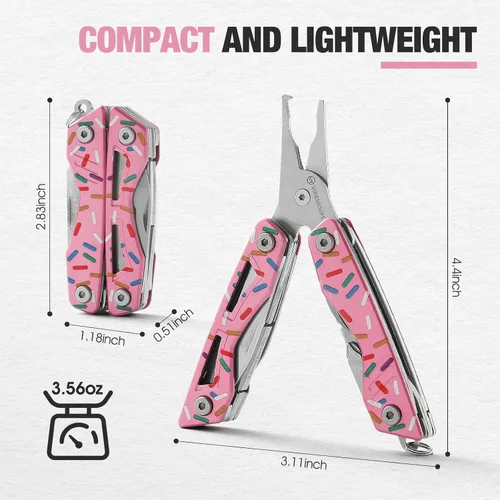 Vista 7 de VIRENKNIFE - Alicates multiherramienta 13 en 1, de acero inoxidable, multiherramienta EDC con cuchillo de bolsillo, destornillador, abrebotellas