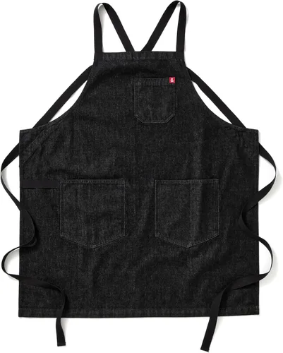 Vista 7 de hedley & bennett Delantal con babero cruzado - Delantal de chef con bolsillos - 100% Algodón Denim, 8oz - Negro Abalone