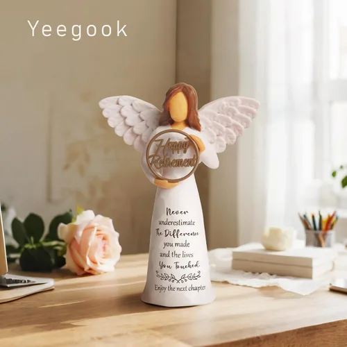 Vista 2 de Regalo de jubilación para mujer, figura de ángel de jubilación hecha a mano
