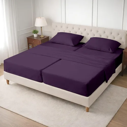 Vista 50 de SGI bedding Sábana Queen de 28 pulgadas con cabecera flexible y parte superior dividida, 100% algodón egipcio - 600 número de hilos, sábanas