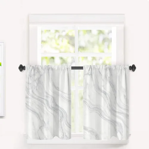 Vista 133 de Cortinas opacas de poliéster multicapa marrón con diseño de bosque natural, 2 unidades, 26 x 24 pulgadas
