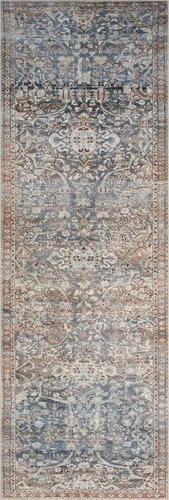 Vista 7 de Loloi Chris Loves Julia Jules Collection JUL-06 Denim/Spice 2'-3'' x 3'-9'', 0.13 pulgadas de altura, alfombra decorativa