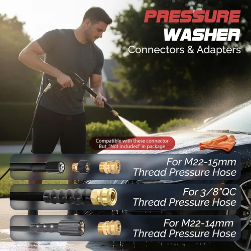 Vista 9 de Pistola de lavado a presión – Pistola de lavado de energía corta de 4000 PSI con giro de 360°, conexión rápida de 3/8 pulgadas, mango